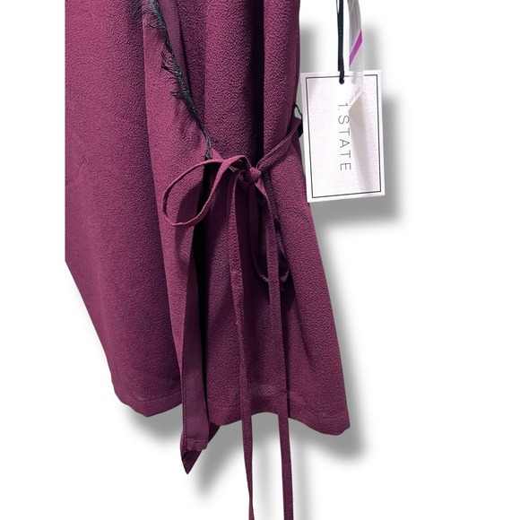 NWT Vintage 1.STATE Wraparound Cami Plum‎ Black Lace Trim XXS - Picture 4 of 8